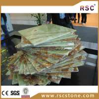 Green onyx marble stone slab vase